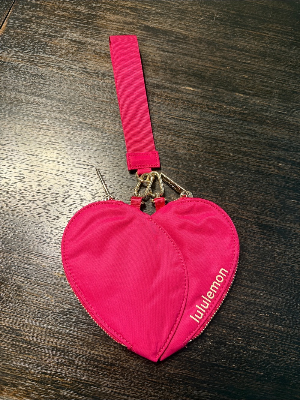 lululemon athletica Hot Pink Heart Wristlet Pouch